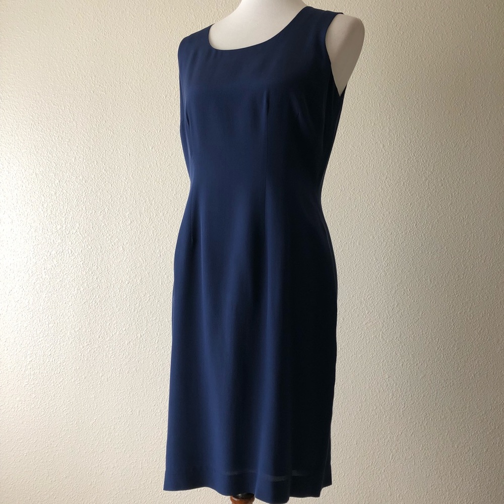 Hugo Buscati Navy Sheath Silk Dress 8